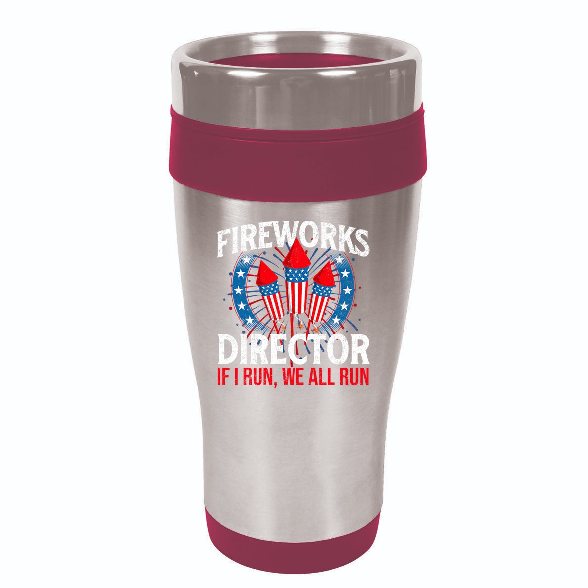 Fireworks Director USA American Flag 4th Of July Fourth 16oz Travel Tumbler