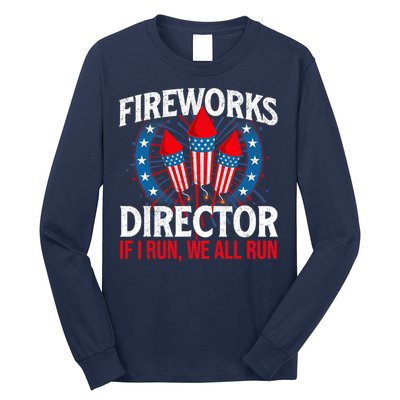 Fireworks Director USA American Flag 4th Of July Fourth Long Sleeve Shirt