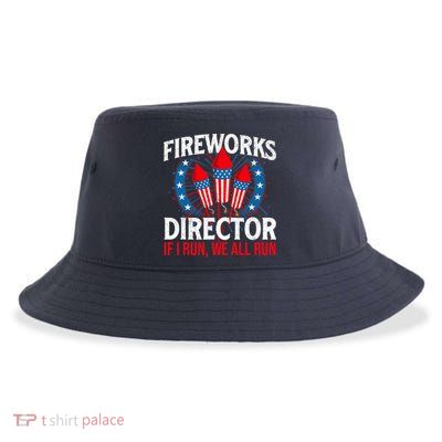 Fireworks Director USA American Flag 4th Of July Fourth Sustainable Bucket Hat