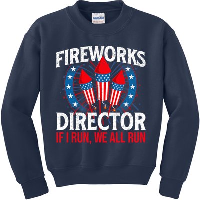Fireworks Director USA American Flag 4th Of July Fourth Kids Sweatshirt