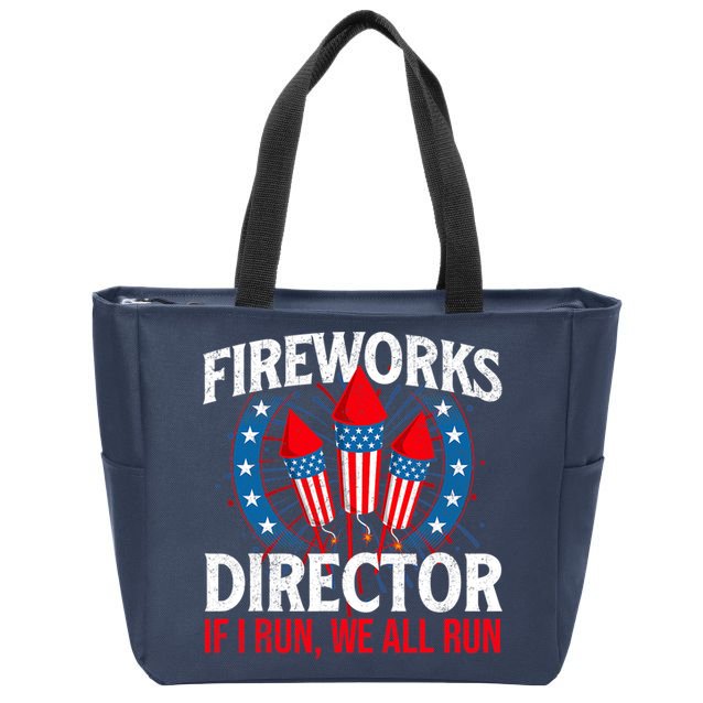 Fireworks Director USA American Flag 4th Of July Fourth Zip Tote Bag