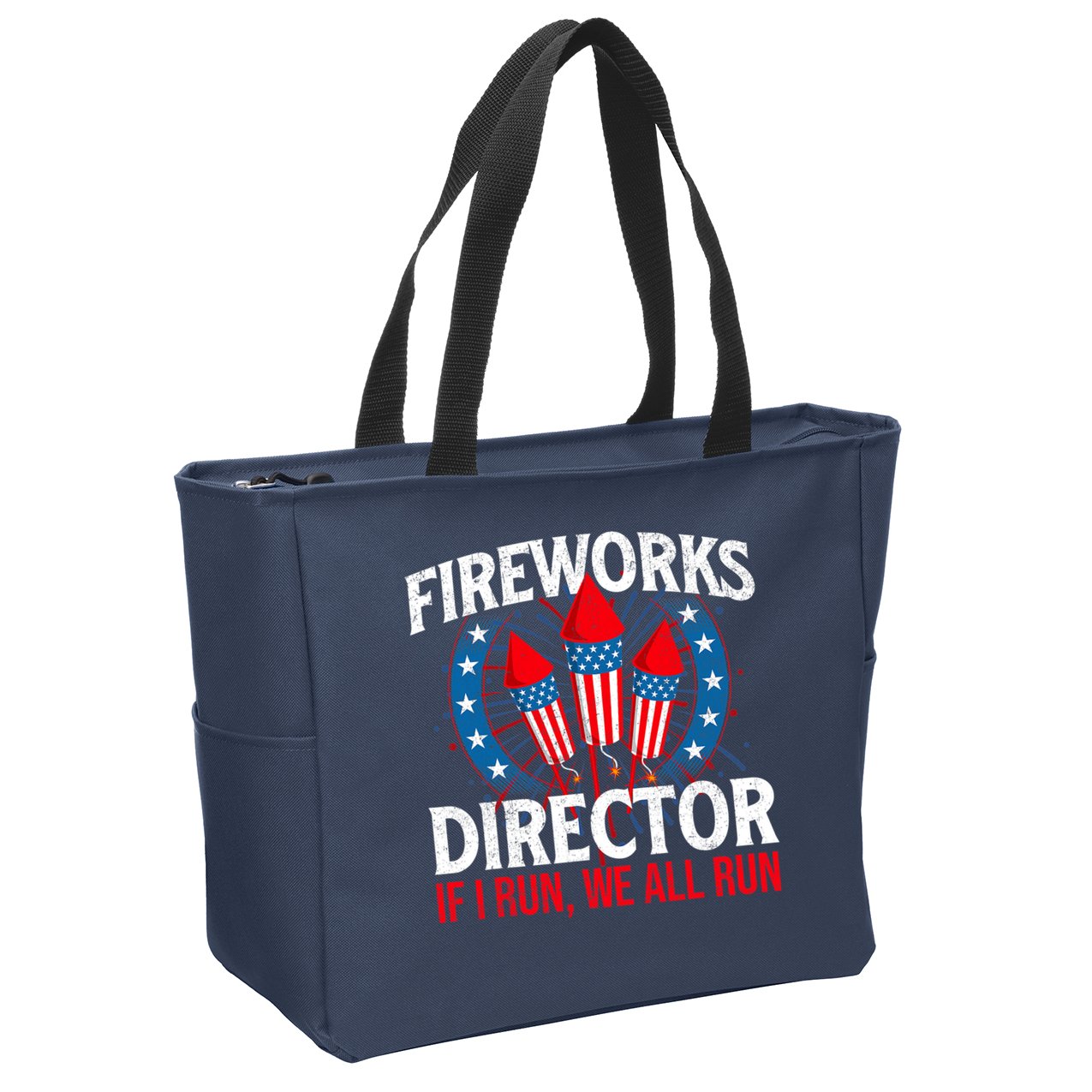 Fireworks Director USA American Flag 4th Of July Fourth Zip Tote Bag