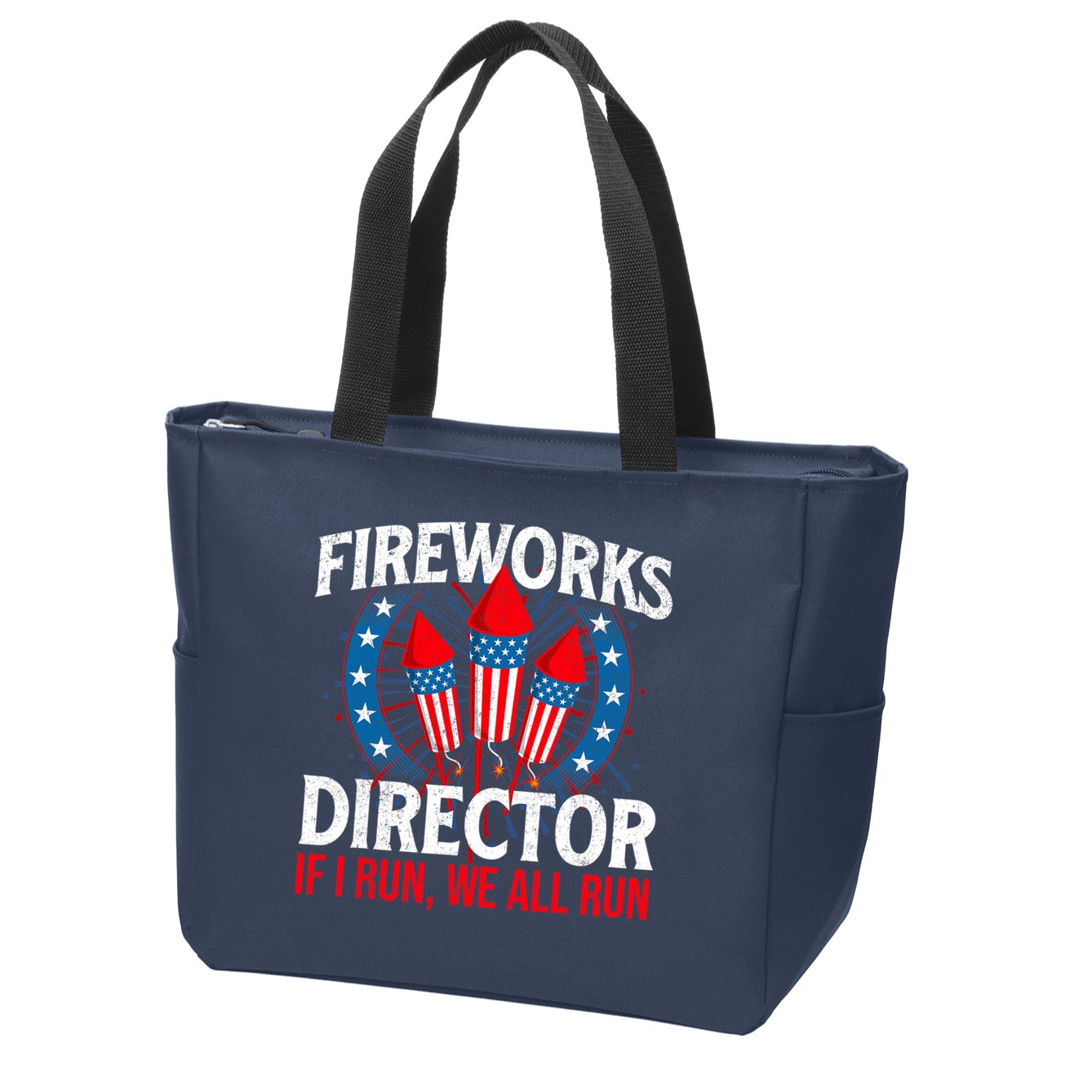 Fireworks Director USA American Flag 4th Of July Fourth Zip Tote Bag