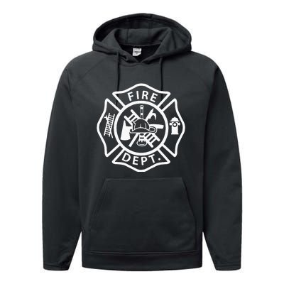 Fire Department Uniform Fireman Symbol Firefighter Gear Performance Fleece Hoodie