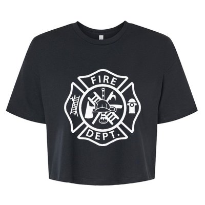 Fire Department Uniform Fireman Symbol Firefighter Gear Bella+Canvas Jersey Crop Tee