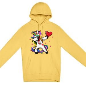 Funny Dabbing Unicorn Heart Valentine's Day Gifts Love Love Premium Pullover Hoodie