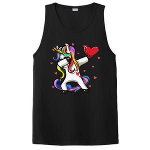 Funny Dabbing Unicorn Heart Valentine's Day Gifts Love Love PosiCharge Competitor Tank