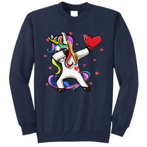 Funny Dabbing Unicorn Heart Valentine's Day Gifts Love Love Sweatshirt