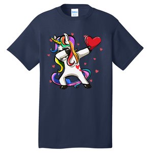 Funny Dabbing Unicorn Heart Valentine's Day Gifts Love Love Tall T-Shirt