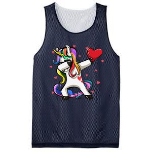 Funny Dabbing Unicorn Heart Valentine's Day Gifts Love Love Mesh Reversible Basketball Jersey Tank