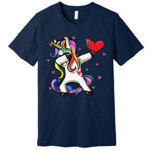 Funny Dabbing Unicorn Heart Valentine's Day Gifts Love Love Premium T-Shirt