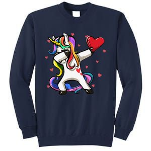 Funny Dabbing Unicorn Heart Valentine's Day Gifts Love Love Tall Sweatshirt