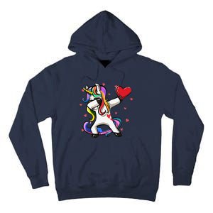 Funny Dabbing Unicorn Heart Valentine's Day Gifts Love Love Tall Hoodie