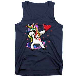 Funny Dabbing Unicorn Heart Valentine's Day Gifts Love Love Tank Top