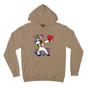 Funny Dabbing Unicorn Heart Valentine's Day Gifts Love Love Hoodie