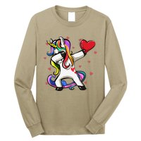 Funny Dabbing Unicorn Heart Valentine's Day Gifts Love Love Long Sleeve Shirt