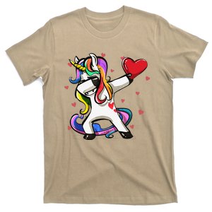 Funny Dabbing Unicorn Heart Valentine's Day Gifts Love Love T-Shirt