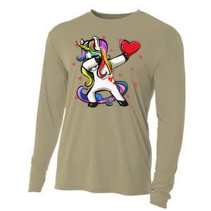 Funny Dabbing Unicorn Heart Valentine's Day Gifts Love Love Cooling Performance Long Sleeve Crew