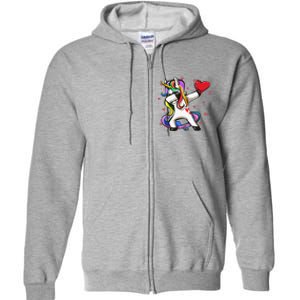 Funny Dabbing Unicorn Heart Valentine's Day Gifts Love Love Full Zip Hoodie