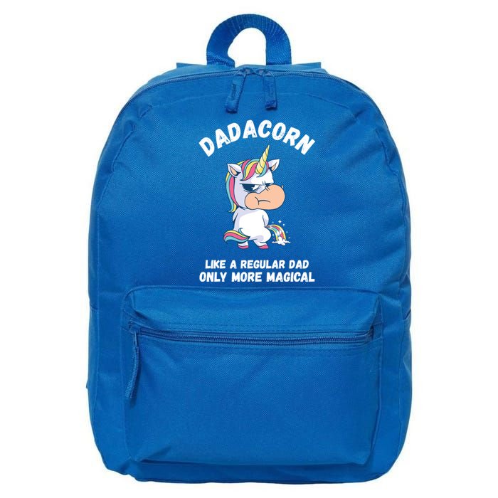 Fathers Day Unicorn Funny Dad Pony Magical Dad Fatherhood Gift 16 in Basic Backpack