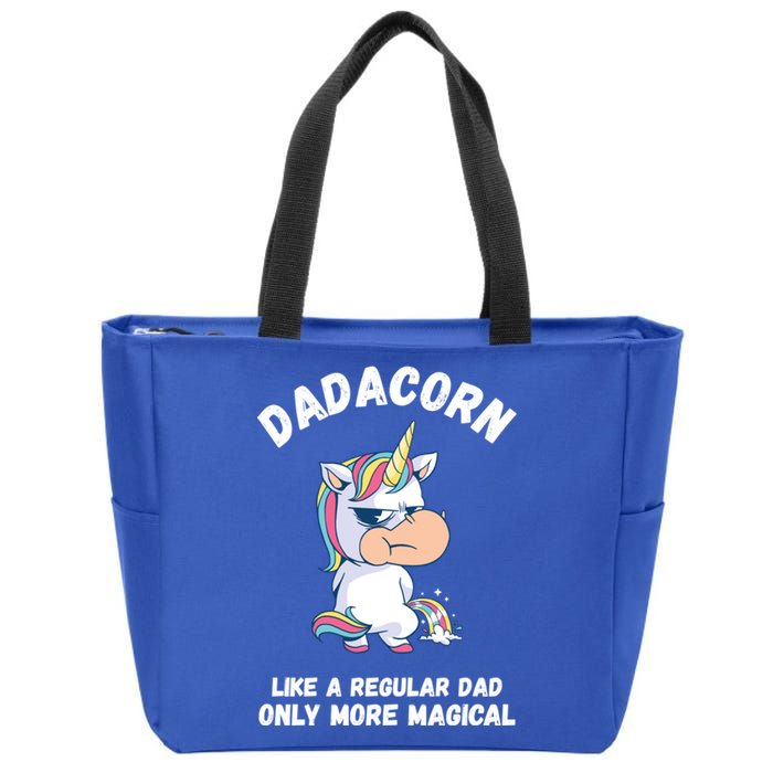 Fathers Day Unicorn Funny Dad Pony Magical Dad Fatherhood Gift Zip Tote Bag