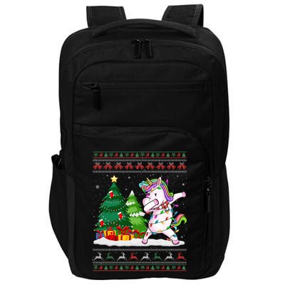 Funny Dabbing Unicorn Lover Santa Hat Ugly Christmas Sweater Cool Gift Impact Tech Backpack
