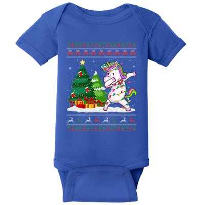 Funny Dabbing Unicorn Lover Santa Hat Ugly Christmas Sweater Cool Gift Baby Bodysuit
