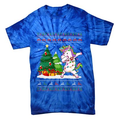 Funny Dabbing Unicorn Lover Santa Hat Ugly Christmas Sweater Cool Gift Tie-Dye T-Shirt