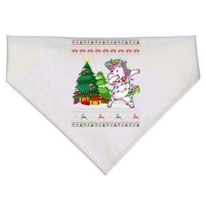 Funny Dabbing Unicorn Lover Santa Hat Ugly Christmas Sweater Cool Gift USA-Made Doggie Bandana