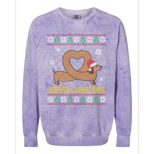 Funny Dachshund Ugly Christmas Dog Gift Colorblast Crewneck Sweatshirt