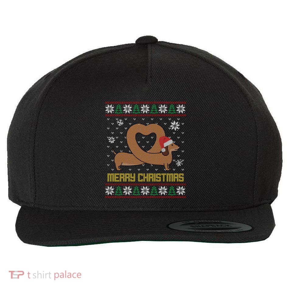 Funny Dachshund Ugly Christmas Dog Gift Wool Snapback Cap