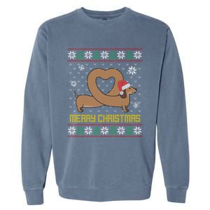 Funny Dachshund Ugly Christmas Dog Gift Garment-Dyed Sweatshirt