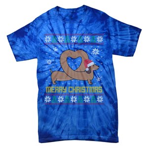 Funny Dachshund Ugly Christmas Dog Gift Tie-Dye T-Shirt