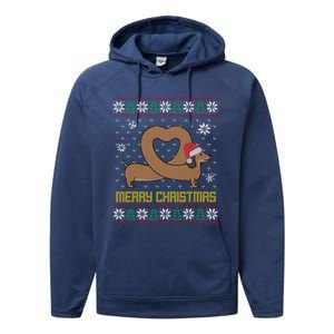 Funny Dachshund Ugly Christmas Dog Gift Performance Fleece Hoodie