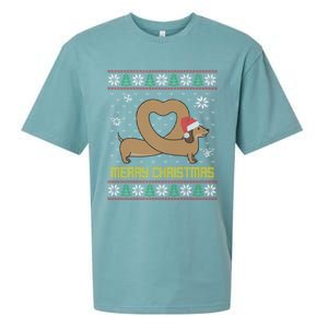 Funny Dachshund Ugly Christmas Dog Gift Sueded Cloud Jersey T-Shirt