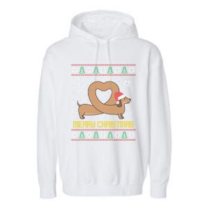 Funny Dachshund Ugly Christmas Dog Gift Garment-Dyed Fleece Hoodie