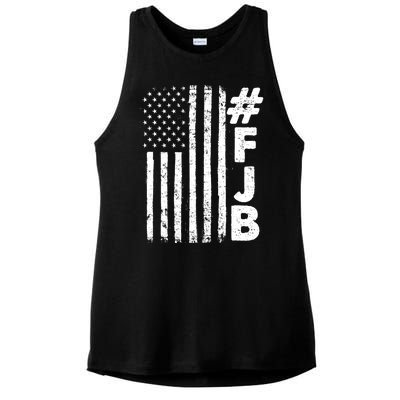 #FJB Distressed USA American Flag Ladies PosiCharge Tri-Blend Wicking Tank