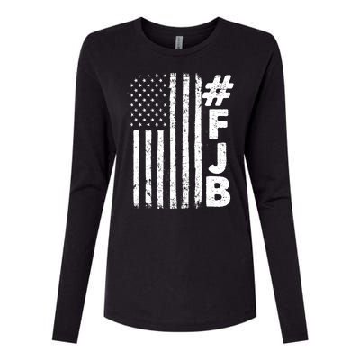 #FJB Distressed USA American Flag Womens Cotton Relaxed Long Sleeve T-Shirt