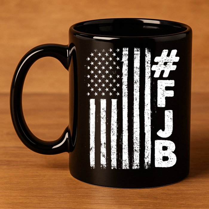 #FJB Distressed USA American Flag 11oz C Handle Ceramic Mug