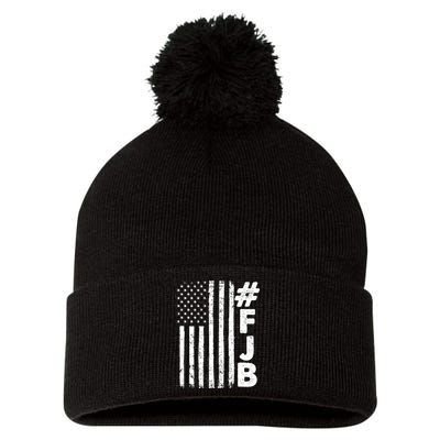 #FJB Distressed USA American Flag Pom Pom 12in Knit Beanie