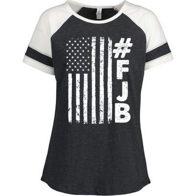 #FJB Distressed USA American Flag Enza Ladies Jersey Colorblock Tee