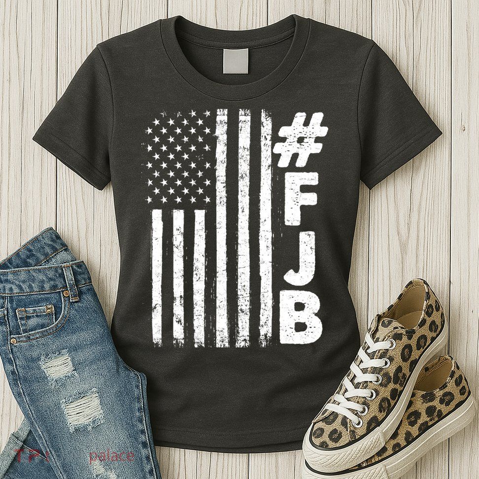 #FJB Distressed USA American Flag Womens T-Shirt