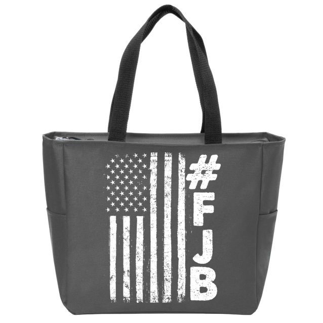 #FJB Distressed USA American Flag Zip Tote Bag