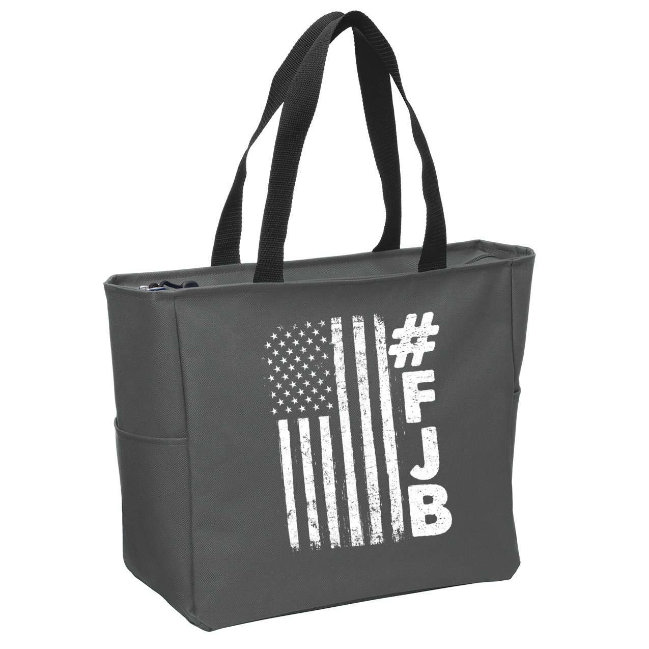 #FJB Distressed USA American Flag Zip Tote Bag