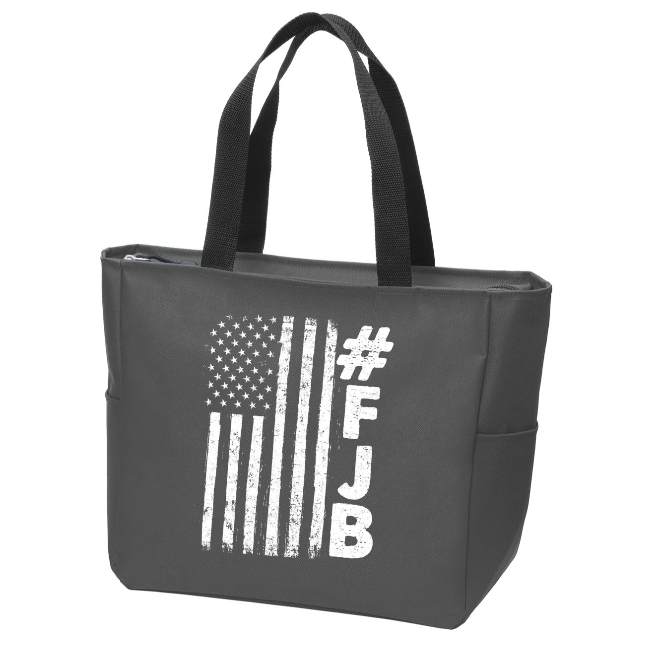 #FJB Distressed USA American Flag Zip Tote Bag
