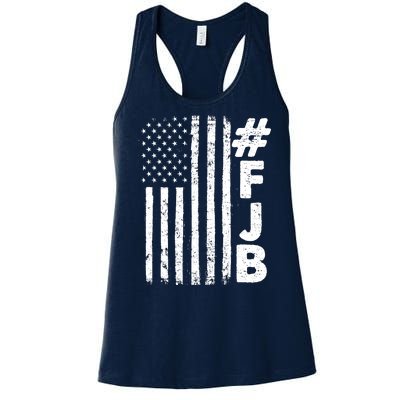 #FJB Distressed USA American Flag Women's Racerback Tank