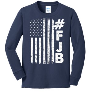 #FJB Distressed USA American Flag Kids Long Sleeve Shirt