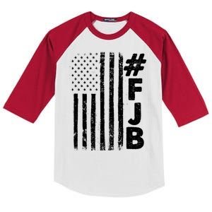 #FJB Distressed USA American Flag Kids Colorblock Raglan Jersey