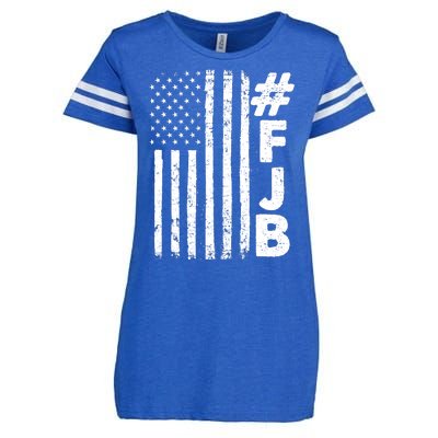 #FJB Distressed USA American Flag Enza Ladies Jersey Football T-Shirt