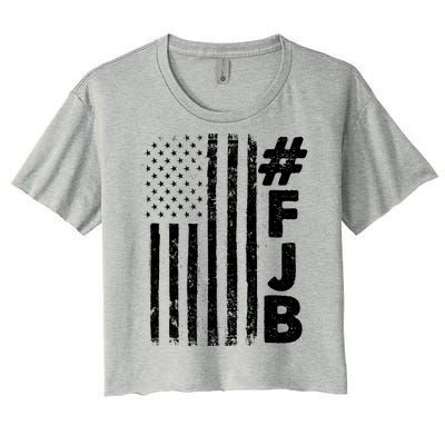 #FJB Distressed USA American Flag Women's Crop Top Tee